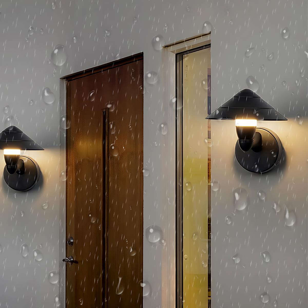 Waterproof Modern Black Umbrella Outdoor LED Wall Lights