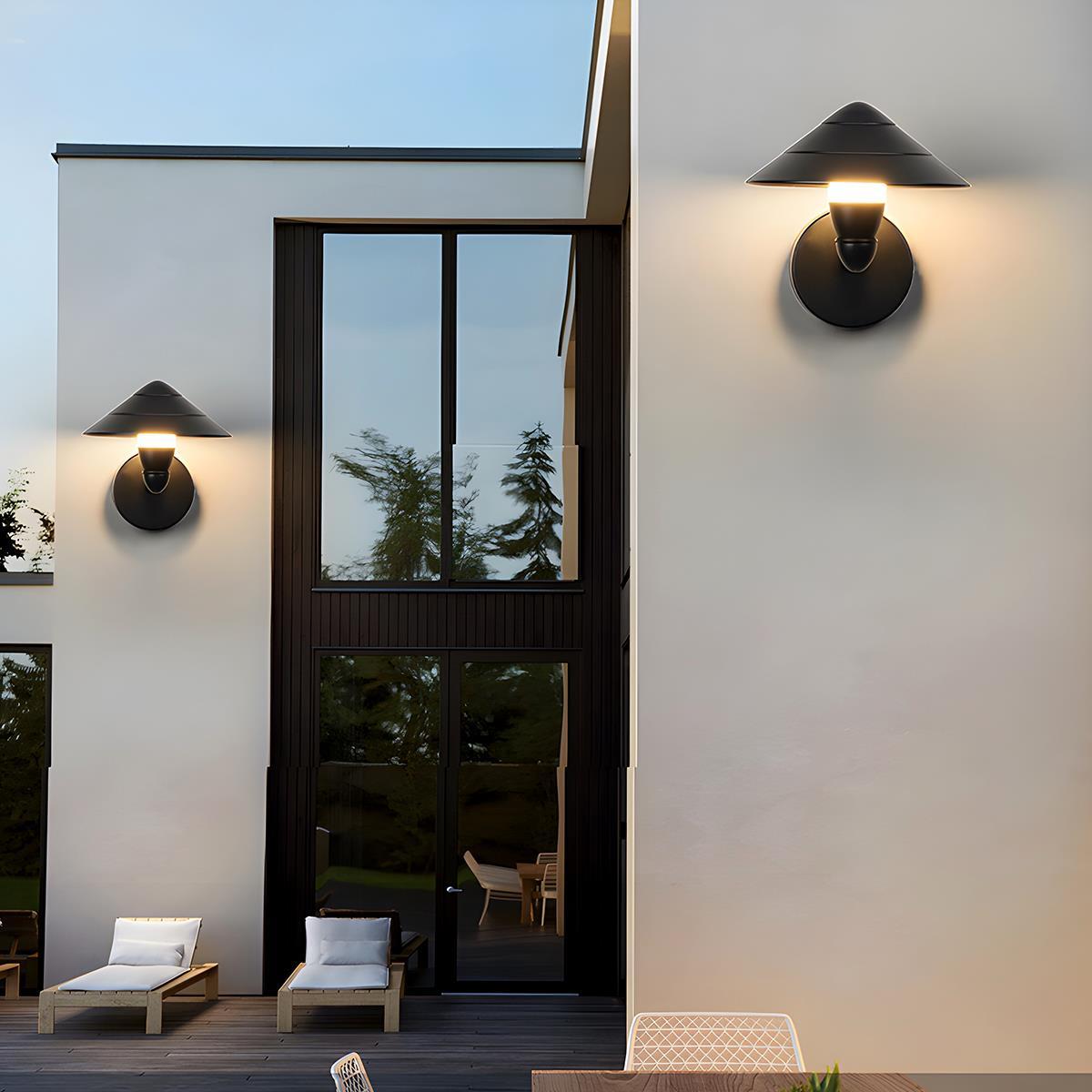 Waterproof Modern Black Umbrella Outdoor LED Wall Lights