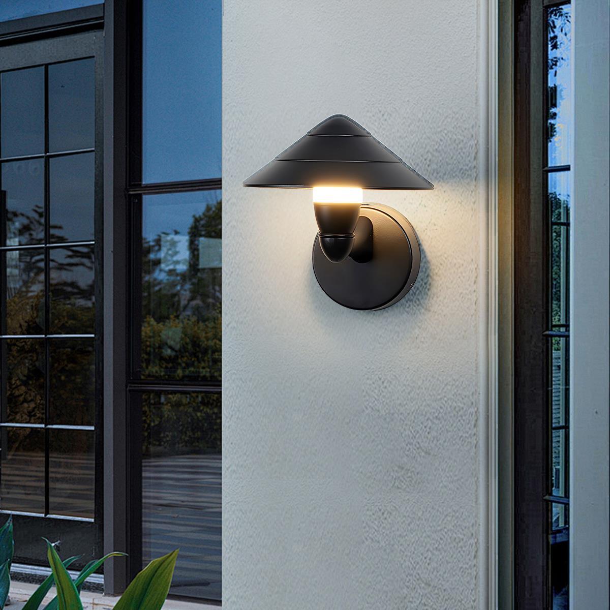 Waterproof Modern Black Umbrella Outdoor LED Wall Lights